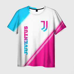 Мужская футболка Juventus neon gradient style вертикально