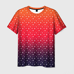 Мужская футболка Градиент оранжево-фиолетовый со звёздочками