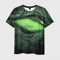 Мужская футболка Разрез на зеленой абстракции