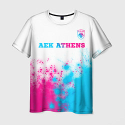 Мужская футболка AEK Athens neon gradient style посередине