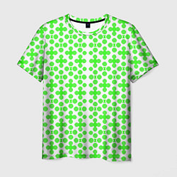 Мужская футболка Зелёные четырёхлистники на белом фоне