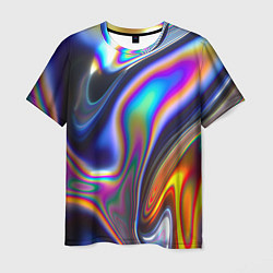 Мужская футболка Абстрактный разноцветный жидкий металл