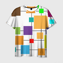 Мужская футболка Разноцветные квадраты паттерны