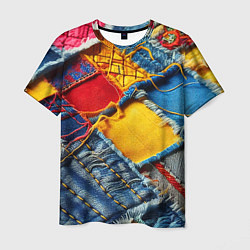 Мужская футболка Colorful denim patchwork - ai art