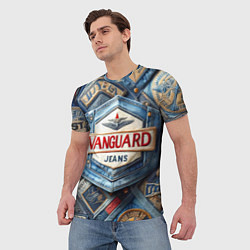 Футболка мужская Vanguard denim patchwork - ai art, цвет: 3D-принт — фото 2