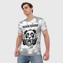 Футболка мужская Breaking Benjamin рок панда на светлом фоне, цвет: 3D-принт — фото 2