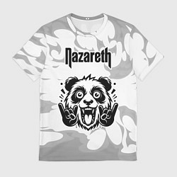 Мужская футболка Nazareth рок панда на светлом фоне