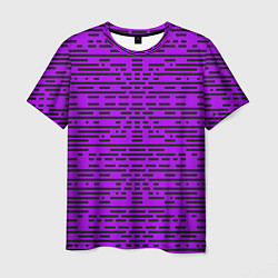 Футболка мужская Чёрные полосы на фиолетовом фоне, цвет: 3D-принт