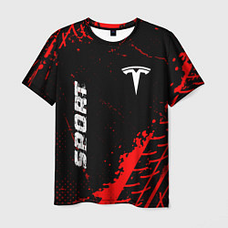 Мужская футболка Tesla red sport tires