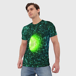 Футболка мужская Червоточина - зеленый водоворот со свечением, цвет: 3D-принт — фото 2