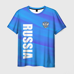 Футболка мужская Россия - синие волны, цвет: 3D-принт