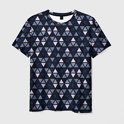 Мужская футболка Чёрно-синий паттерн треугольники