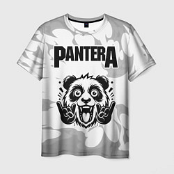 Футболка мужская Pantera рок панда на светлом фоне, цвет: 3D-принт
