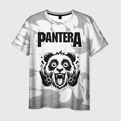 Мужская футболка Pantera рок панда на светлом фоне