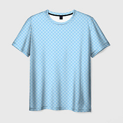 Мужская футболка Светлый голубой паттерн мелкая шахматка