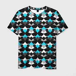 Мужская футболка Синий с черным и белым геометрический узор