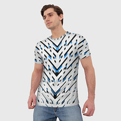 Футболка мужская Black and blue stripes on a white background, цвет: 3D-принт — фото 2