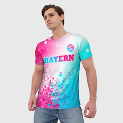 Футболка мужская Bayern neon gradient style посередине, цвет: 3D-принт — фото 2