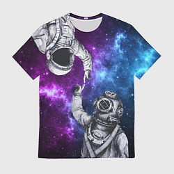 Мужская футболка Сотворение космонавт и водолаз