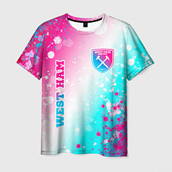 Мужская футболка West Ham neon gradient style вертикально