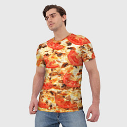 Футболка мужская Пицца с грибами и томатом - текстура, цвет: 3D-принт — фото 2