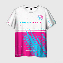 Мужская футболка Manchester City neon gradient style посередине