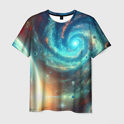 Мужская футболка Неоновая далёкая галактика - нейросеть