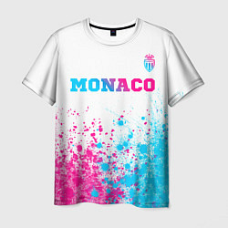 Мужская футболка Monaco neon gradient style посередине