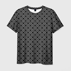Мужская футболка Белый геометрический узор на черном фоне