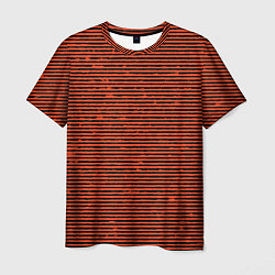 Мужская футболка Чёрно-оранжевый полосатый
