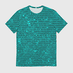 Мужская футболка Гипнотический круг чёрно-голубой