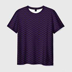 Футболка мужская Чёрно-фиолетовый ломаные полосы, цвет: 3D-принт