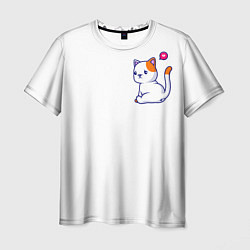 Мужская футболка Милый кот обиделся с разбитым сердечком