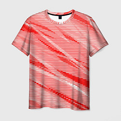 Футболка мужская Полосатый красно-белый, цвет: 3D-принт