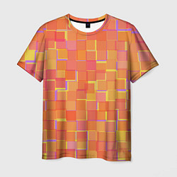 Мужская футболка Россыпь оранжевых квадратов