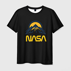 Футболка мужская Nasa горы лого, цвет: 3D-принт