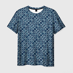 Мужская футболка Синий крупный кружевной узор