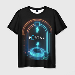 Мужская футболка Portal neon style logo