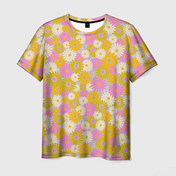 Мужская футболка Разноцветный цветочный паттерн