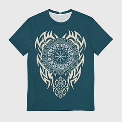 Мужская футболка Символика северного воина - шлем ужасов агисхъяльм