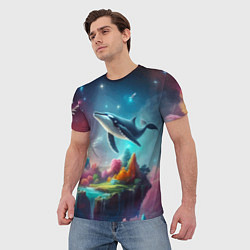 Футболка мужская Космический кит - нейросеть, цвет: 3D-принт — фото 2