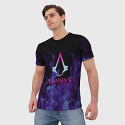 Футболка мужская Assassins Creed flame, цвет: 3D-принт — фото 2