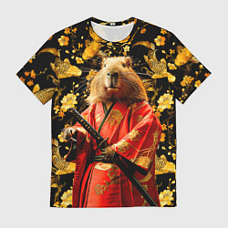 Мужская футболка Капибара самурай