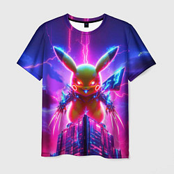 Футболка мужская Neon horror - cyber Pikachu, цвет: 3D-принт