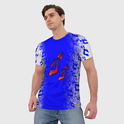 Футболка мужская Jojos bizarre adventure - синяя символига-лого, цвет: 3D-принт — фото 2