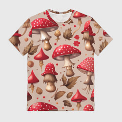 Мужская футболка Грибные шляпки мухоморов