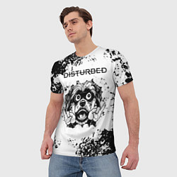 Футболка мужская Disturbed - рок пес, цвет: 3D-принт — фото 2