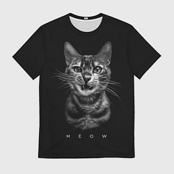 Мужская футболка Cat meow black and white - big picture