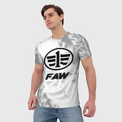 Футболка мужская FAW speed на светлом фоне со следами шин, цвет: 3D-принт — фото 2