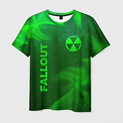 Мужская футболка Fallout - green gradient вертикально